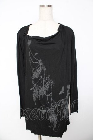 画像: BPN FOR MEN / プリント入りレイヤード風ロングトップス M 黒 Y-25-11-01-074-GO-TO-SZ-ZY