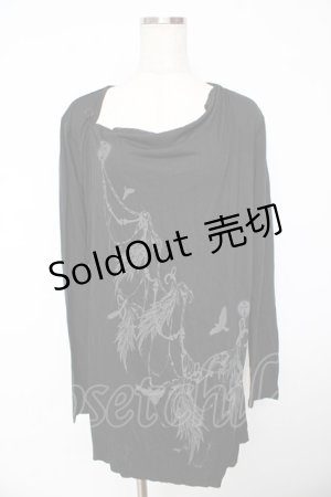 画像: BPN FOR MEN / プリント入りレイヤード風ロングトップス M 黒 Y-25-11-01-074-GO-TO-SZ-ZY