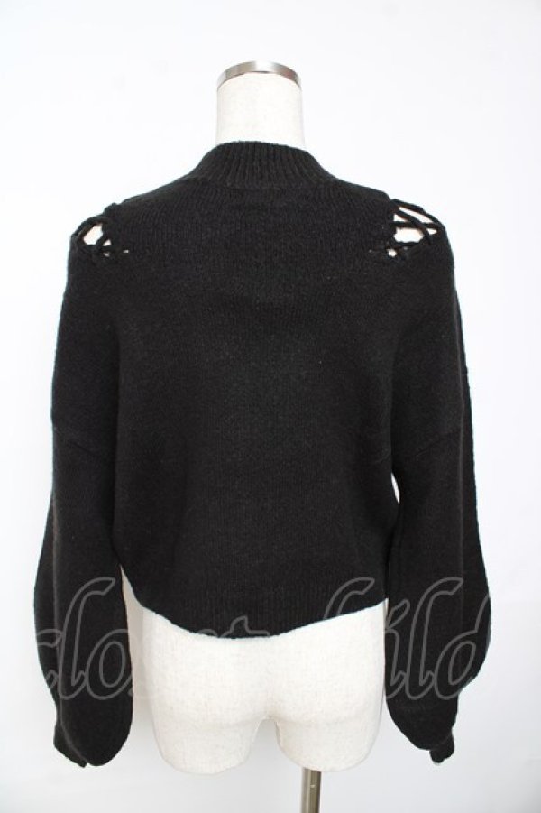 画像2: EATME / ショルダーレースアップニットトップス F 黒 Y-25-11-01-076-LO-TO-SZ-ZY (2)