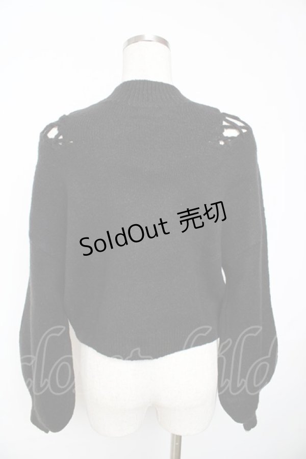 画像2: EATME / ショルダーレースアップニットトップス F 黒 Y-25-11-01-076-LO-TO-SZ-ZY (2)