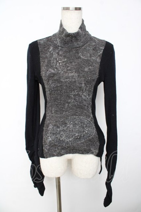 画像1: Ozz oneste / 不死鳥刺繍ハイネックニット  黒×グレー Y-25-11-01-077-OO-TO-SZ-ZY (1)