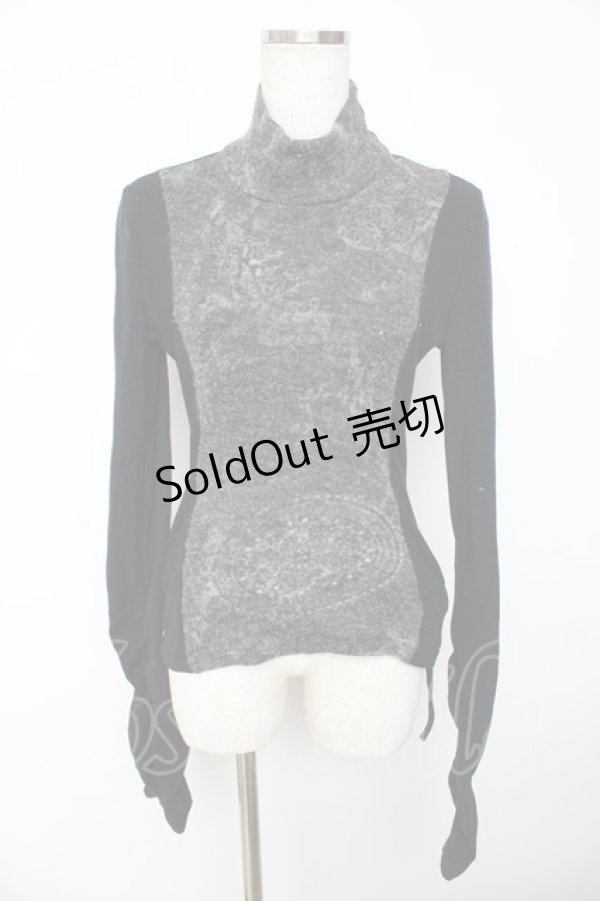 画像1: Ozz oneste / 不死鳥刺繍ハイネックニット  黒×グレー Y-25-11-01-077-OO-TO-SZ-ZY (1)