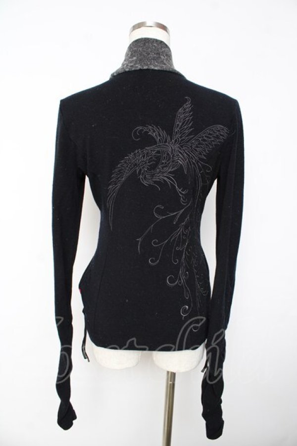 画像2: Ozz oneste / 不死鳥刺繍ハイネックニット  黒×グレー Y-25-11-01-077-OO-TO-SZ-ZY (2)