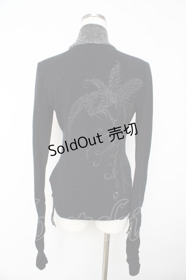 画像2: Ozz oneste / 不死鳥刺繍ハイネックニット  黒×グレー Y-25-11-01-077-OO-TO-SZ-ZY (2)