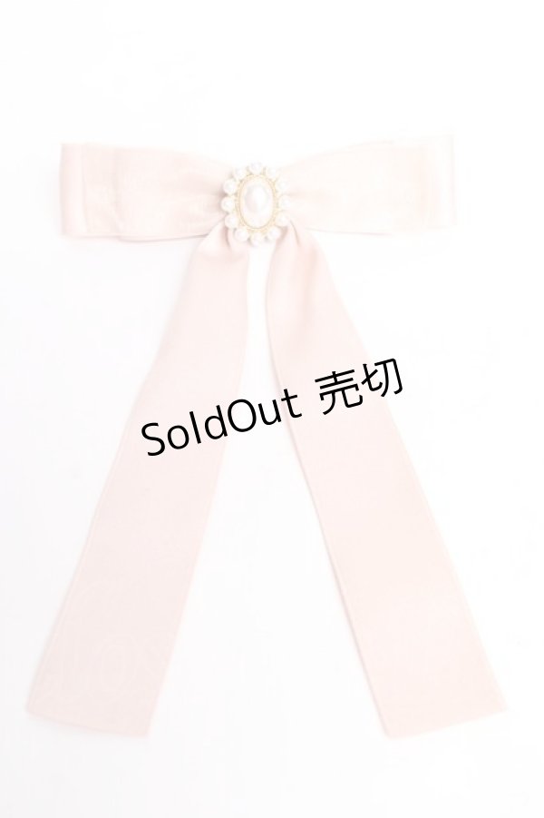 画像1: Maison de FLEUR / パールビジューリボンバレッタ  ピンク Y-25-11-01-012-LO-AC-SZ-ZY (1)