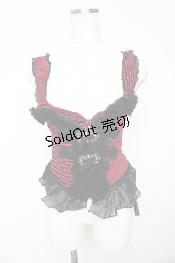 画像1: ALGONQUINS / マルチボーダービスチェ F 赤×黒 Y-25-11-01-081-AL-TO-SZ-ZY (1)