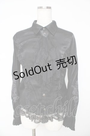 画像: ALGONQUINS / ジャボ付きブラウス F 黒 Y-25-11-01-082-AL-BL-SZ-ZY