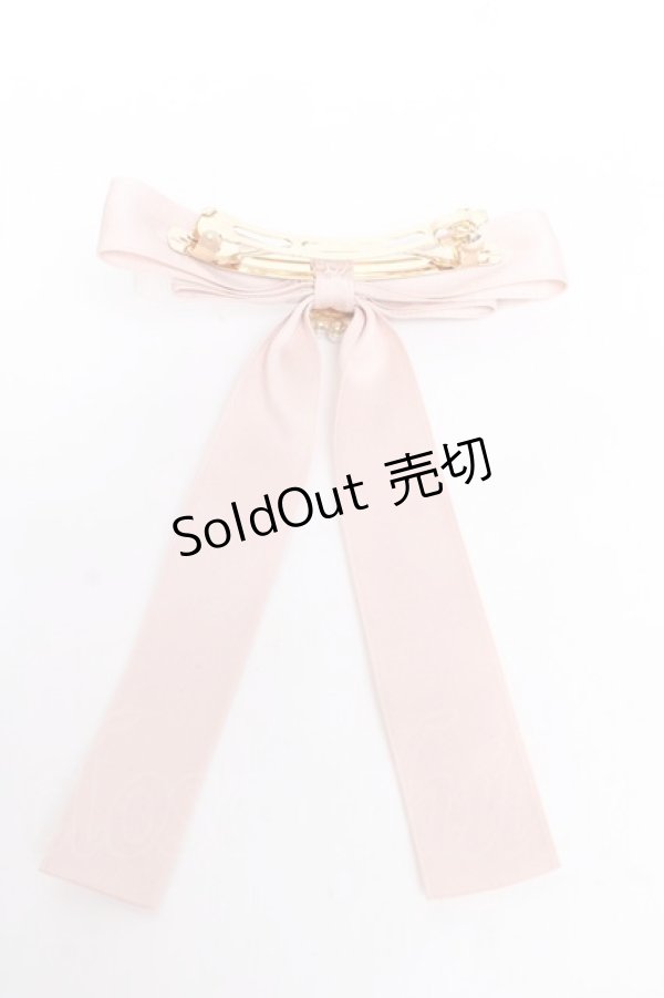 画像2: Maison de FLEUR / パールビジューリボンバレッタ  ピンク Y-25-11-01-012-LO-AC-SZ-ZY (2)