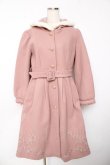 画像1: axes femme / 額縁風刺繍フード付きコート M ピンク Y-25-11-01-086-AX-CO-SZ-ZY (1)