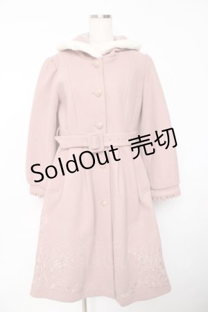 画像: axes femme / 額縁風刺繍フード付きコート M ピンク Y-25-11-01-086-AX-CO-SZ-ZY