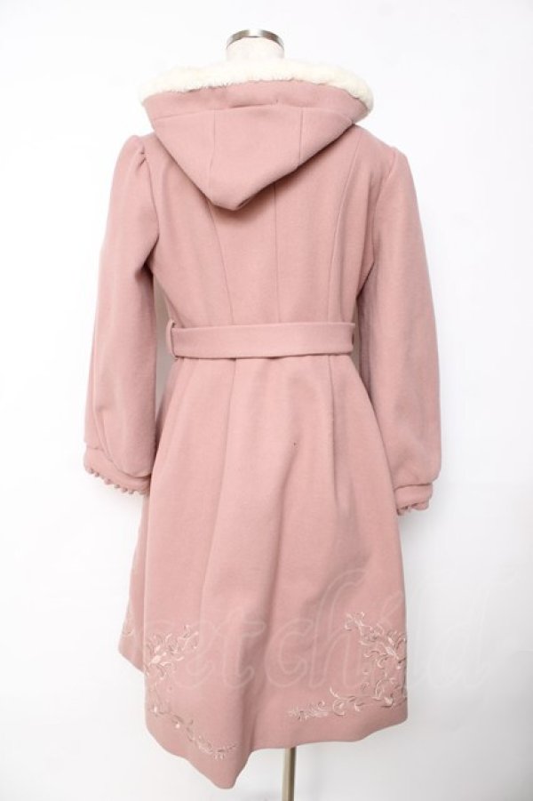 画像2: axes femme / 額縁風刺繍フード付きコート M ピンク Y-25-11-01-086-AX-CO-SZ-ZY (2)