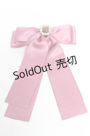 画像: Maison de FLEUR / ビジューサテンリボンバレッタ  ダークピンク Y-25-11-01-013-LO-AC-SZ-ZY
