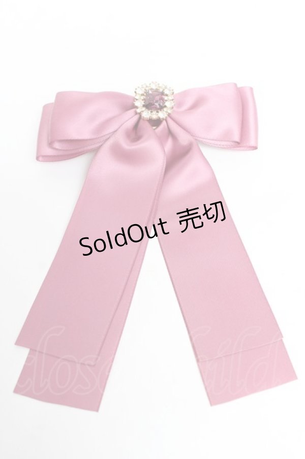 画像1: Maison de FLEUR / ビジューサテンリボンバレッタ  ダークピンク Y-25-11-01-013-LO-AC-SZ-ZY (1)