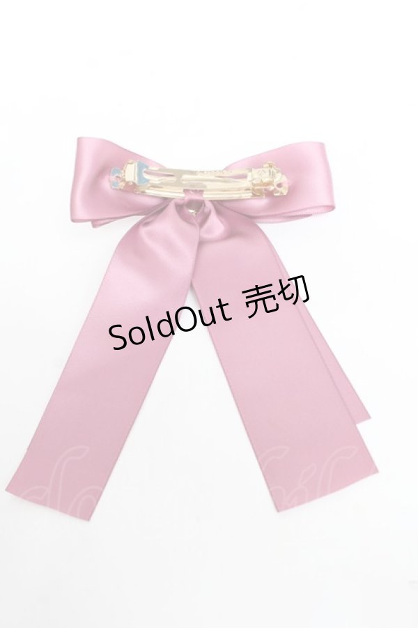 画像2: Maison de FLEUR / ビジューサテンリボンバレッタ  ダークピンク Y-25-11-01-013-LO-AC-SZ-ZY (2)