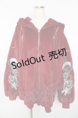 画像: REFLEM / ドラゴン刺繍BIGファーパーカーファーブルゾン  ワイン Y-25-11-01-097-PU-CO-SZ-ZY