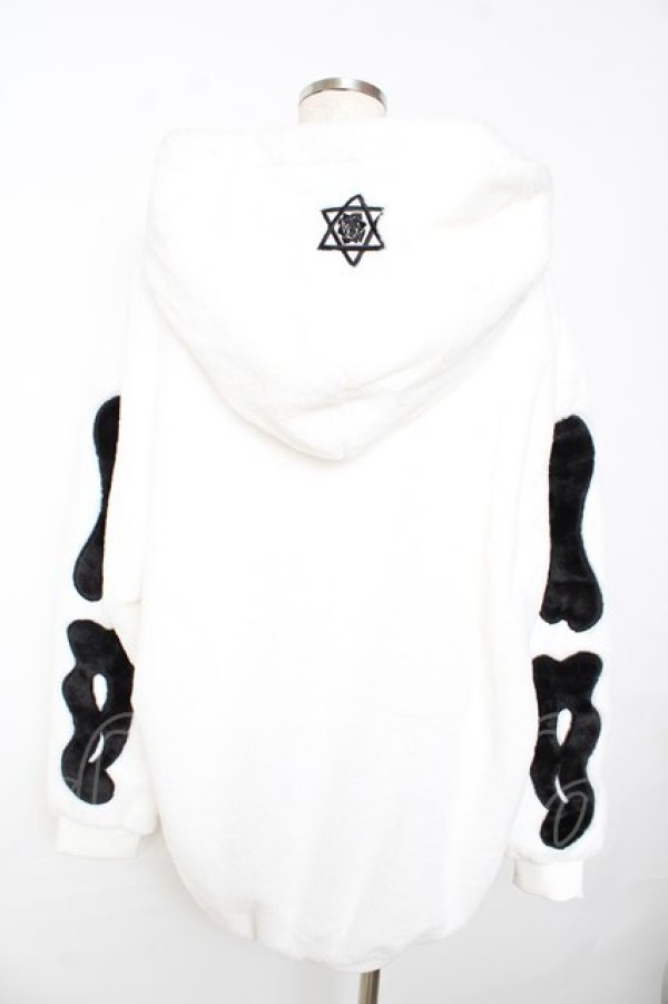 画像2: PSYCHO NATION / ボーンファー フードブルゾン  白 Y-25-11-01-098-PU-JA-SZ-ZY (2)