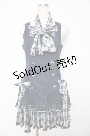 画像: PUTUMAYO / チェックリボンダブルワンピ  紺 Y-25-11-01-105-PT-OP-SZ-ZY