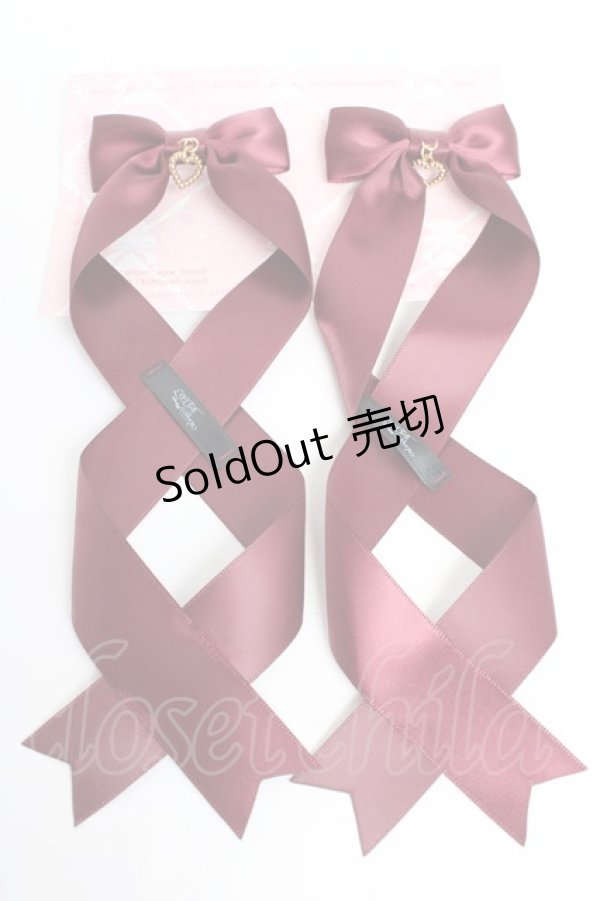 画像1: LOTUS ribbon / ツインテールリボンバレッタ  ワイン Y-25-11-01-016-EL-ZA-SZ-ZY (1)