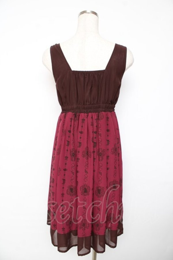 画像2: axes femme POETIQUE / 不思議の国のアリスワンピース M ワイン Y-25-11-01-109-AX-OP-SZ-ZI (2)