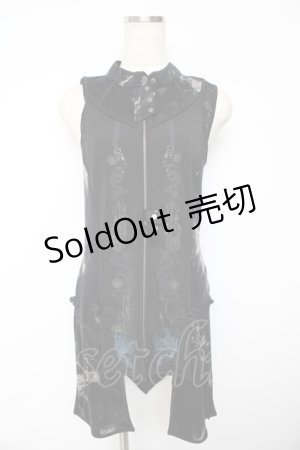 画像: Desoro Works / 琉球浪漫物語 第二章襟付き襟付きタンクトップ  黒 Y-25-11-01-115-GO-OP-SZ-OS