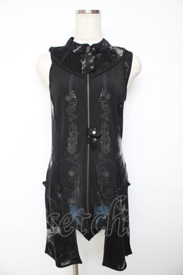 画像1: Desoro Works / 琉球浪漫物語 第二章襟付き襟付きタンクトップ  黒 Y-25-11-01-115-GO-OP-SZ-OS (1)