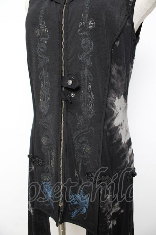 画像3: Desoro Works / 琉球浪漫物語 第二章襟付き襟付きタンクトップ  黒 Y-25-11-01-115-GO-OP-SZ-OS (3)