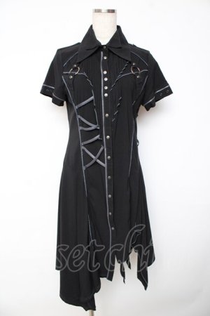 画像: Ozz Croce / アシンメトリーシャツワンピース  黒 Y-25-11-01-116-OO-OP-SZ-ZY