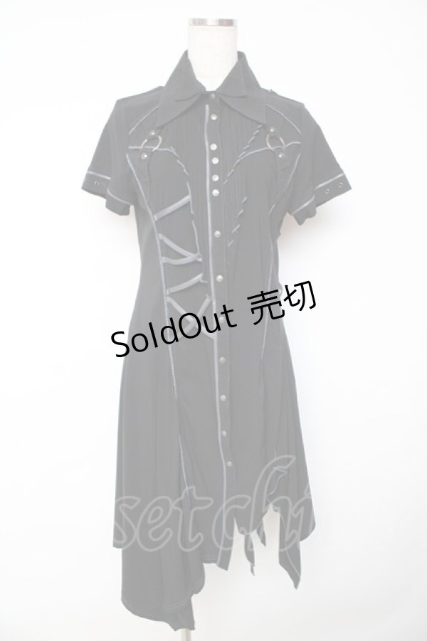 画像1: Ozz Croce / アシンメトリーシャツワンピース  黒 Y-25-11-01-116-OO-OP-SZ-ZY (1)