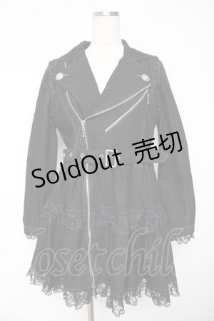 画像: ALGONQUINS / ライダースジャケットワンピース F 黒 Y-25-11-01-119-AL-OP-SZ-ZY