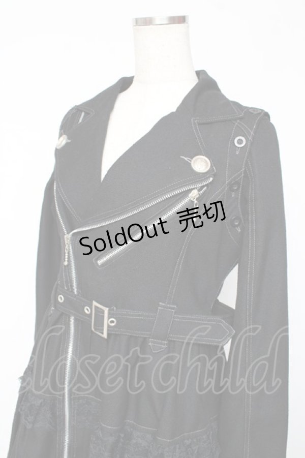 画像3: ALGONQUINS / ライダースジャケットワンピース F 黒 Y-25-11-01-119-AL-OP-SZ-ZY (3)