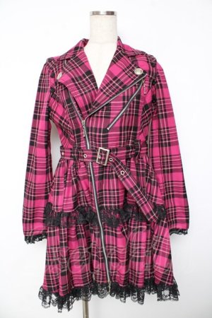 画像: ALGONQUINS / ライダースジャケットワンピース 2 ピンク Y-25-11-01-120-AL-OP-SZ-ZY