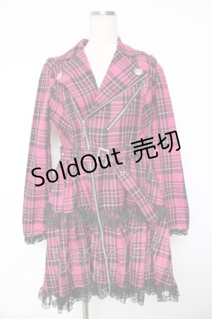 画像: ALGONQUINS / ライダースジャケットワンピース 2 ピンク Y-25-11-01-120-AL-OP-SZ-ZY
