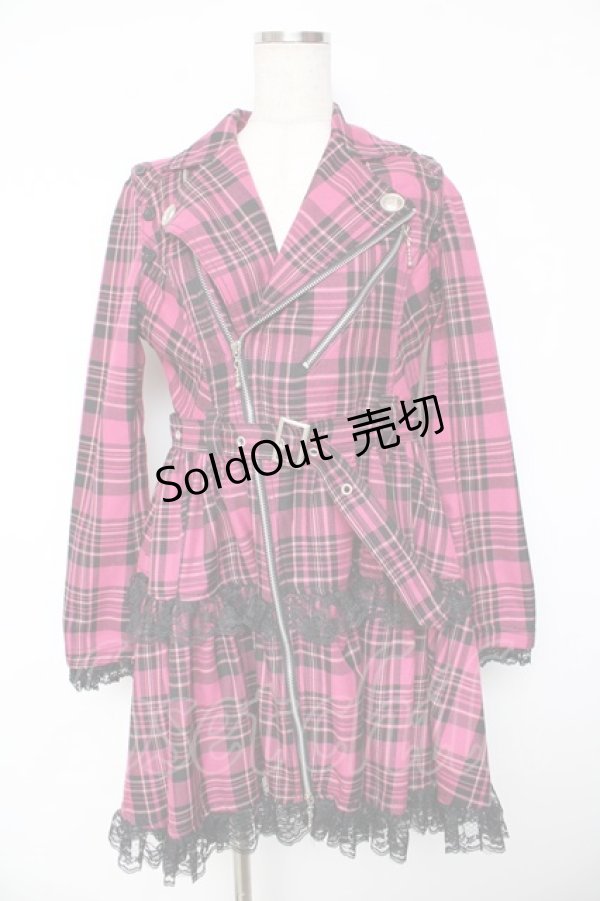 画像1: ALGONQUINS / ライダースジャケットワンピース 2 ピンク Y-25-11-01-120-AL-OP-SZ-ZY (1)