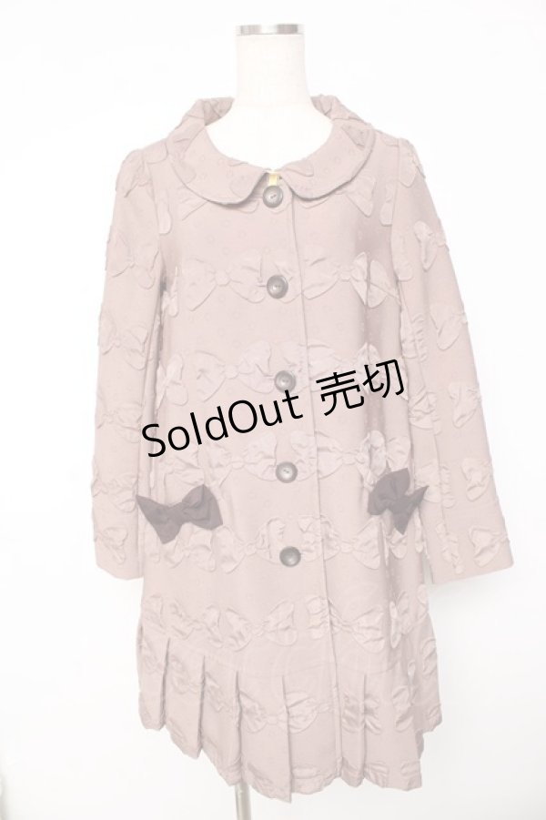 画像1: Emily Temple cute / リボンジャガードコート  ブラウン Y-25-11-01-123-ET-CO-SZ-ZY (1)