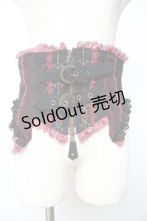画像: Ozz Croce / バラ刺繍コルセット  黒×赤 Y-25-11-01-130-OO-TO-SZ-ZI