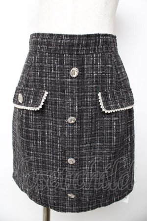 画像: Ank Rouge / フロントビジューツイードミニスカート M 黒 Y-25-11-01-135-CA-SK-SZ-ZY