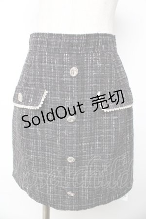 画像: Ank Rouge / フロントビジューツイードミニスカート M 黒 Y-25-11-01-135-CA-SK-SZ-ZY