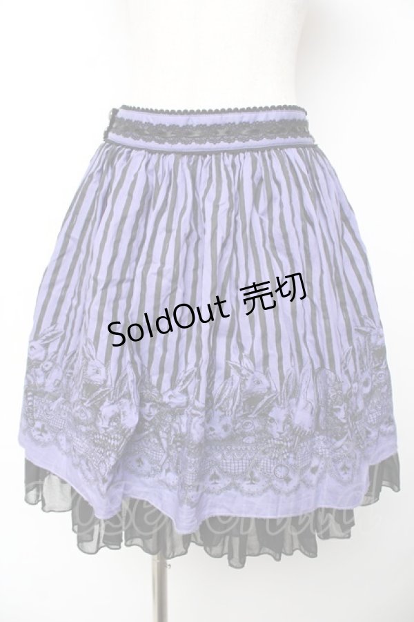 画像1: ALGONQUINS / ストライプ×うさぎスカート F 紫 Y-25-11-01-136-AL-SK-SZ-ZY (1)