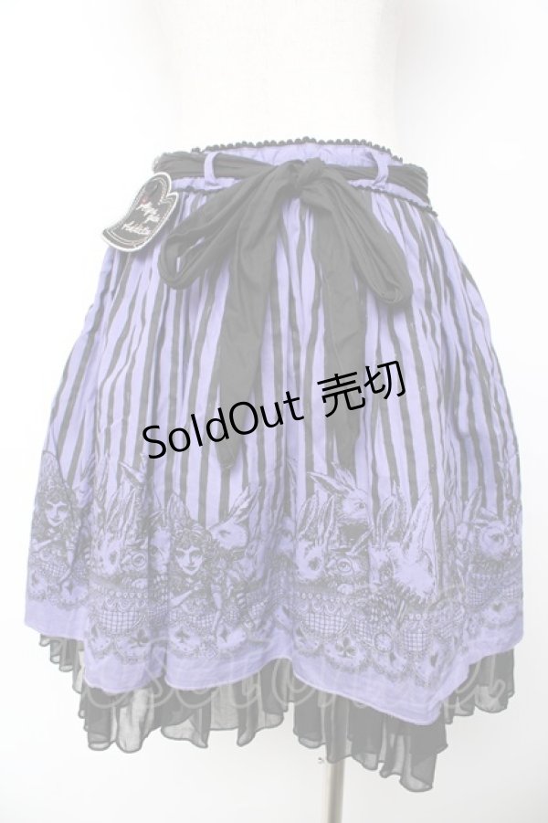 画像2: ALGONQUINS / ストライプ×うさぎスカート F 紫 Y-25-11-01-136-AL-SK-SZ-ZY (2)