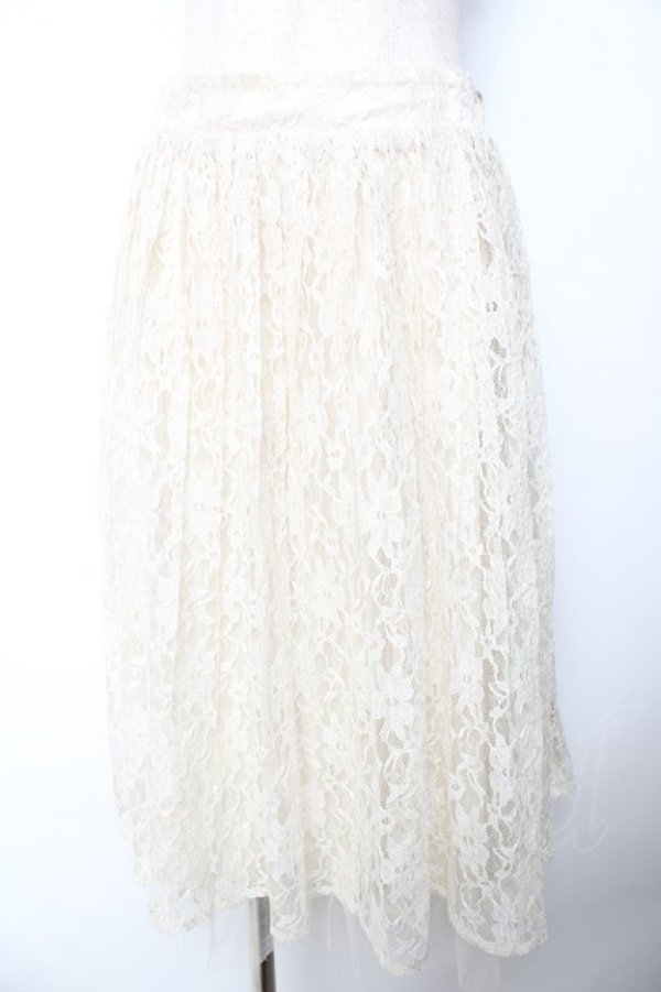 画像1: axes femme / 総レースプリーツスカート  生成り Y-25-11-01-141-AX-SK-SZ-ZY (1)
