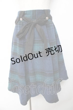 画像: axes femme / シャギーチェックイレヘムスカート  紺 Y-25-11-01-145-AX-SK-SZ-ZY