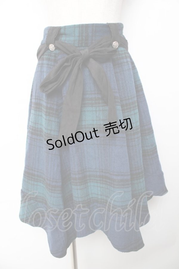 画像1: axes femme / シャギーチェックイレヘムスカート  紺 Y-25-11-01-145-AX-SK-SZ-ZY (1)