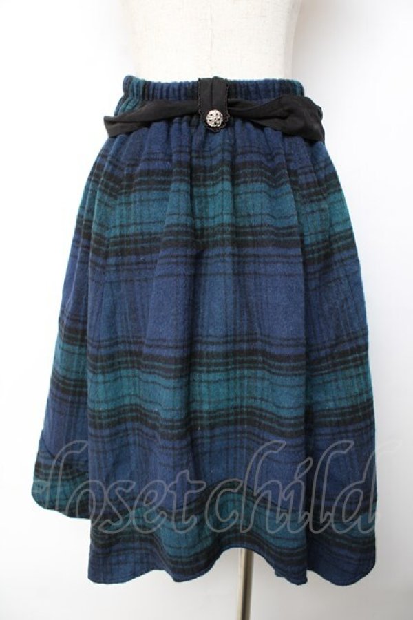 画像2: axes femme / シャギーチェックイレヘムスカート  紺 Y-25-11-01-145-AX-SK-SZ-ZY (2)