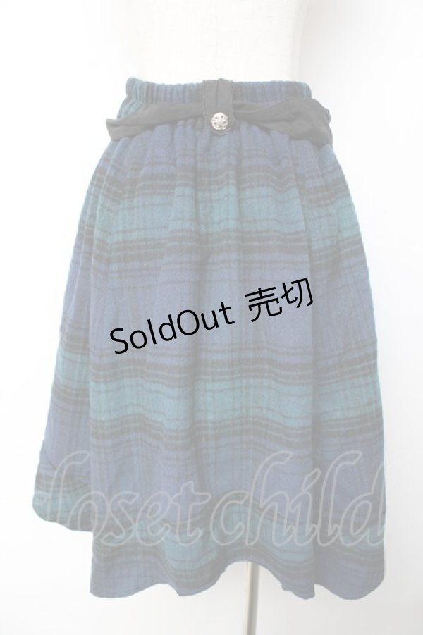 画像2: axes femme / シャギーチェックイレヘムスカート  紺 Y-25-11-01-145-AX-SK-SZ-ZY (2)