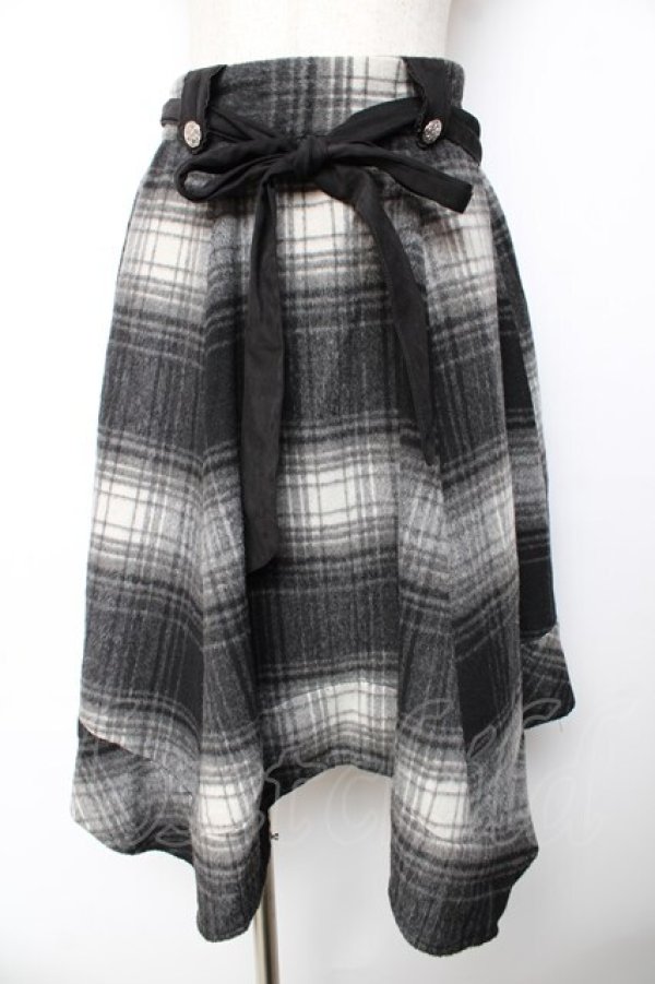 画像1: axes femme / シャギーチェックイレヘムスカート  紺 Y-25-11-01-146-AX-SK-SZ-ZY (1)