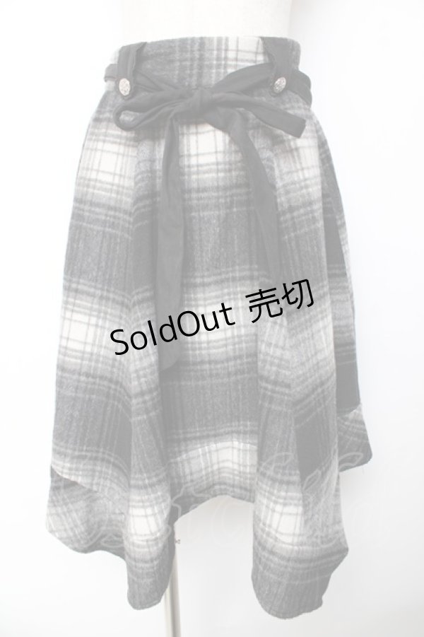 画像1: axes femme / シャギーチェックイレヘムスカート  紺 Y-25-11-01-146-AX-SK-SZ-ZY (1)