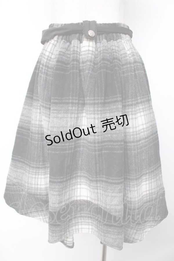 画像2: axes femme / シャギーチェックイレヘムスカート  紺 Y-25-11-01-146-AX-SK-SZ-ZY (2)