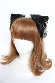 画像1: NOVESSEL / クロスチェーンリングピアス付き猫耳ヘアピン  黒 Y-25-11-01-022-PU-ZA-SZ-ZY (1)