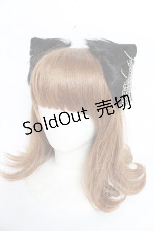 画像: NOVESSEL / クロスチェーンリングピアス付き猫耳ヘアピン  黒 Y-25-11-01-022-PU-ZA-SZ-ZY