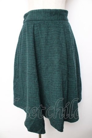 画像: axes femme / 千鳥イレヘムスカート  グリーン Y-25-11-01-148-AX-SK-SZ-ZY